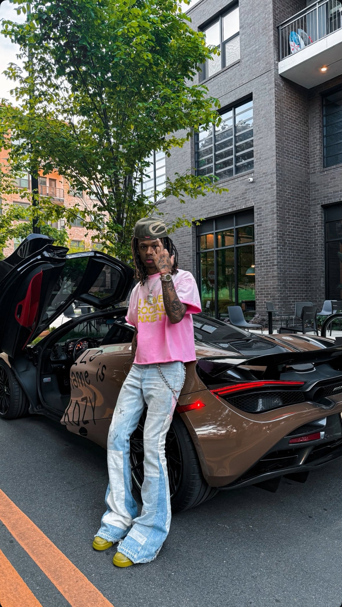 PINK SOCIAL ANXIETY DOUBLE LAYERED TEE