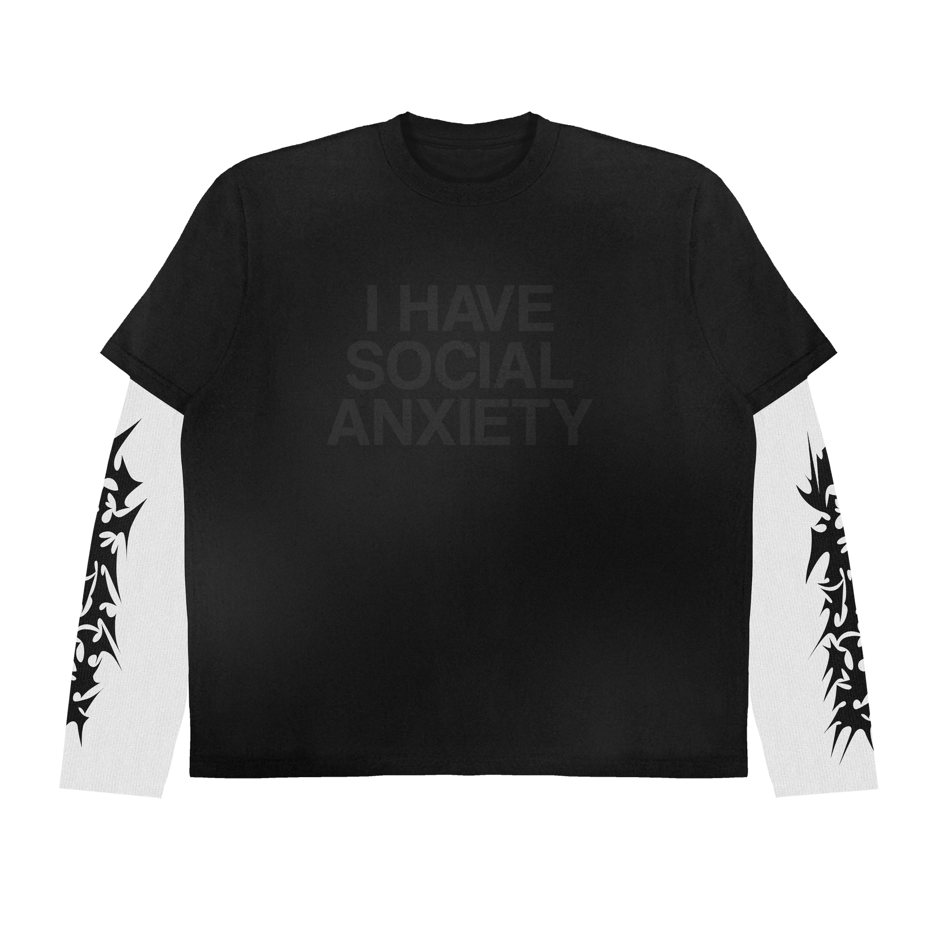 BLACK SOCIAL ANXIETY DOUBLE LAYERED TEE