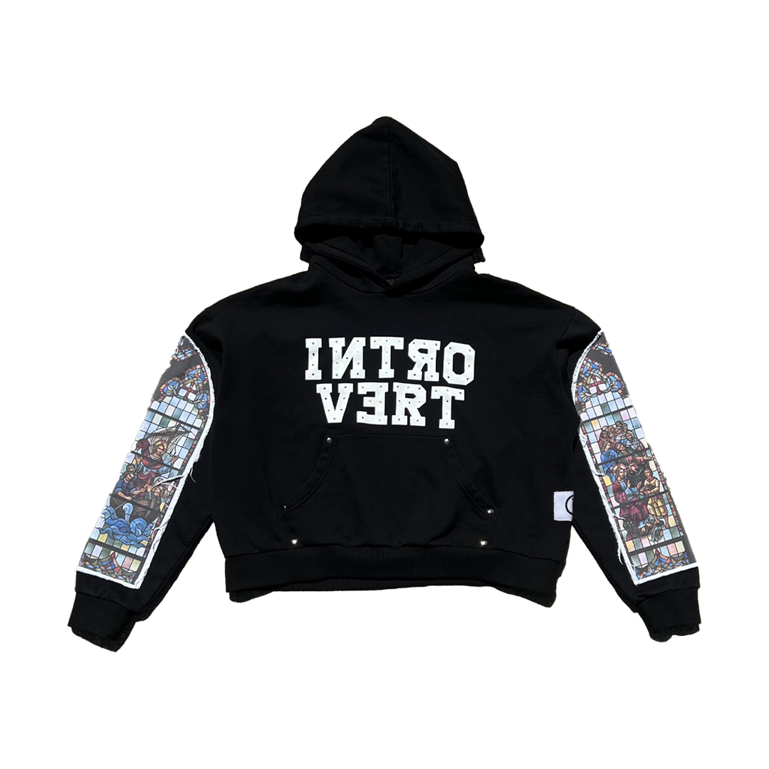 BLACK INTROVERT RHINESTONE HOODIE