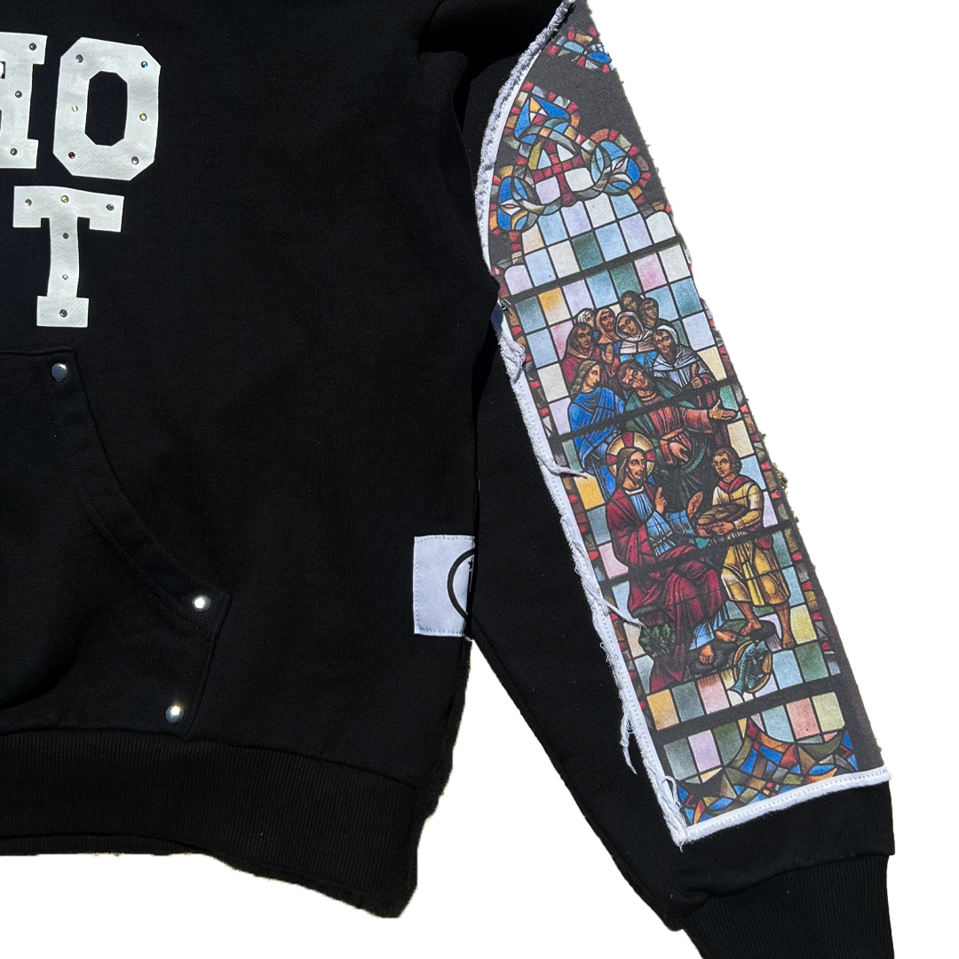 BLACK INTROVERT RHINESTONE HOODIE